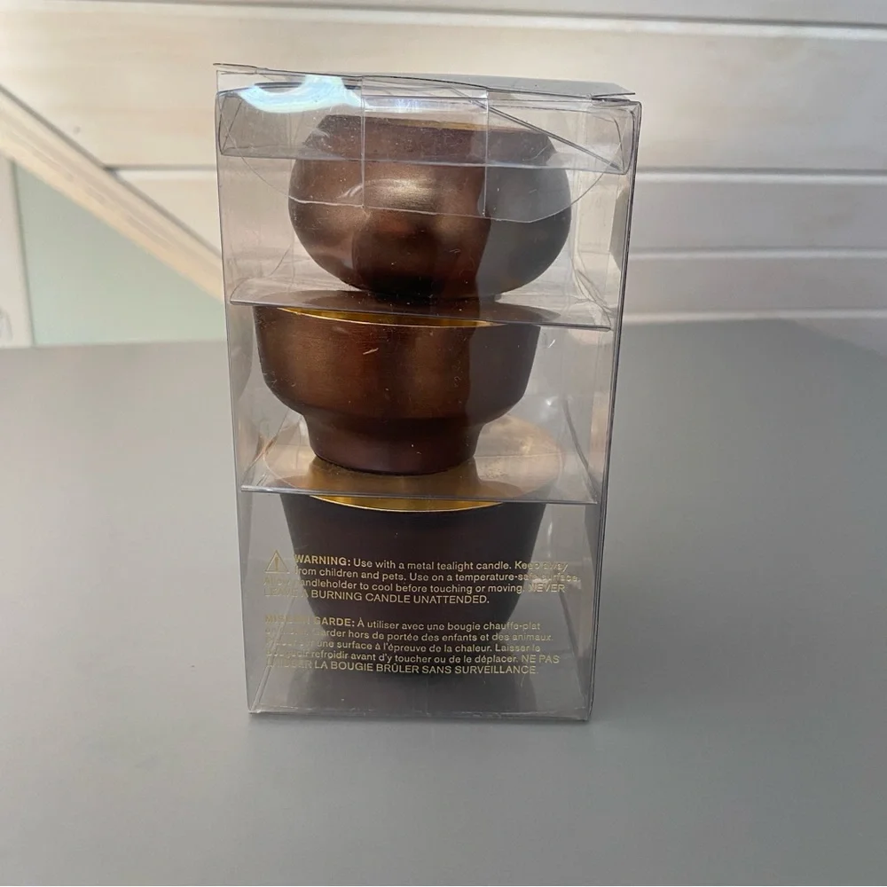 Pottery Barn Helen Tea Light Candleholders, Brass - Set Of 3 New In Box